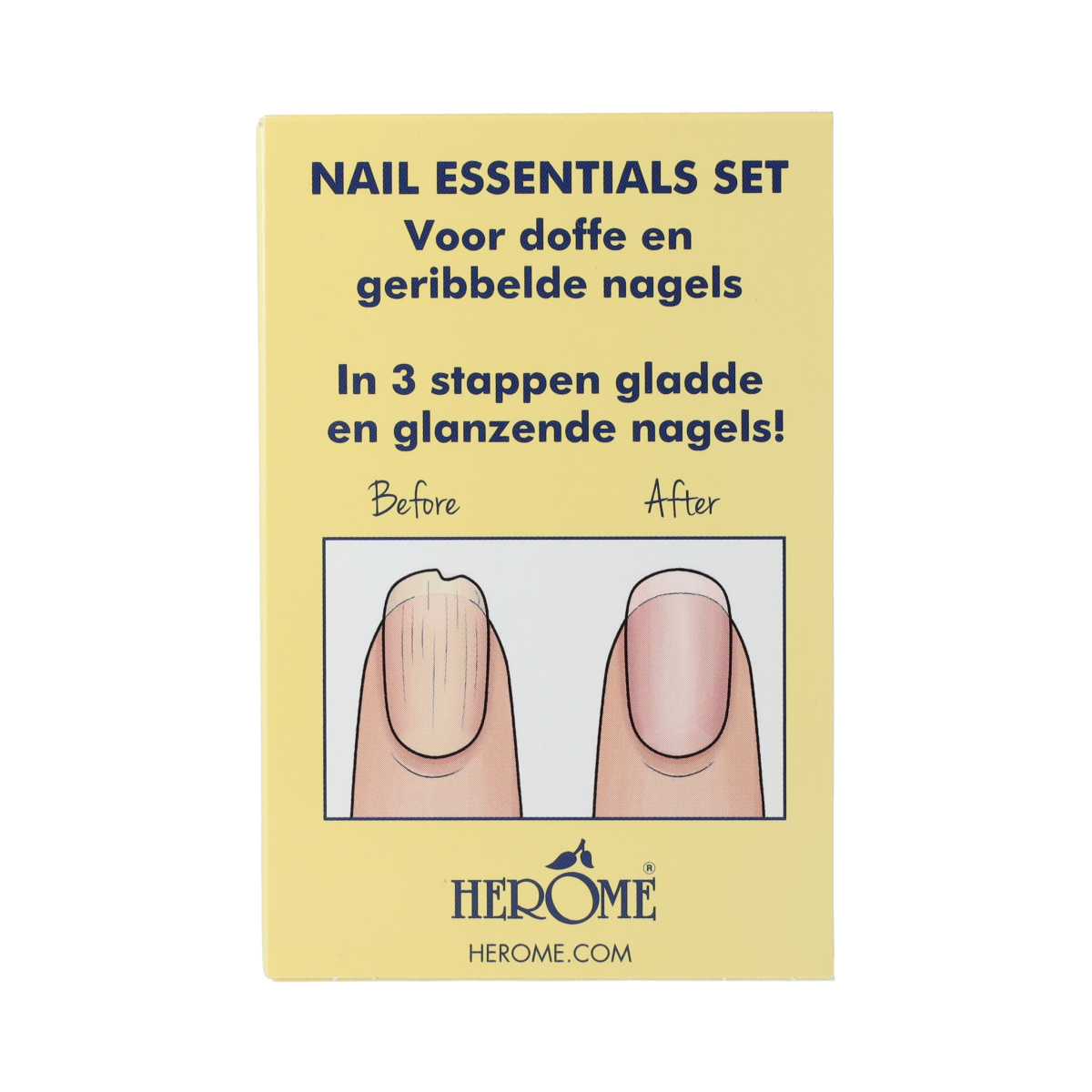 Herome Essentials hand care set for dry and ridged nails, includes products to nourish and improve nail health.