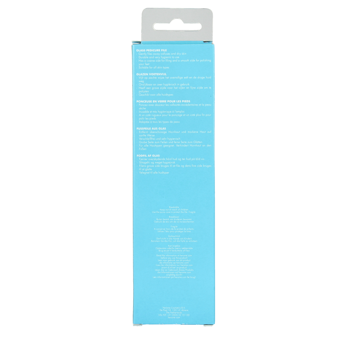 Herome glass pedicure file for hand and foot care, shown in the image, with a sleek, durable design for smooth nail filing.