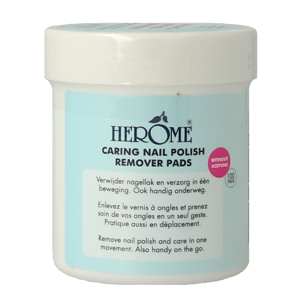Herome Nagellak remover pads caring, hand skincare, 100 disposable pads for gentle nail polish removal.