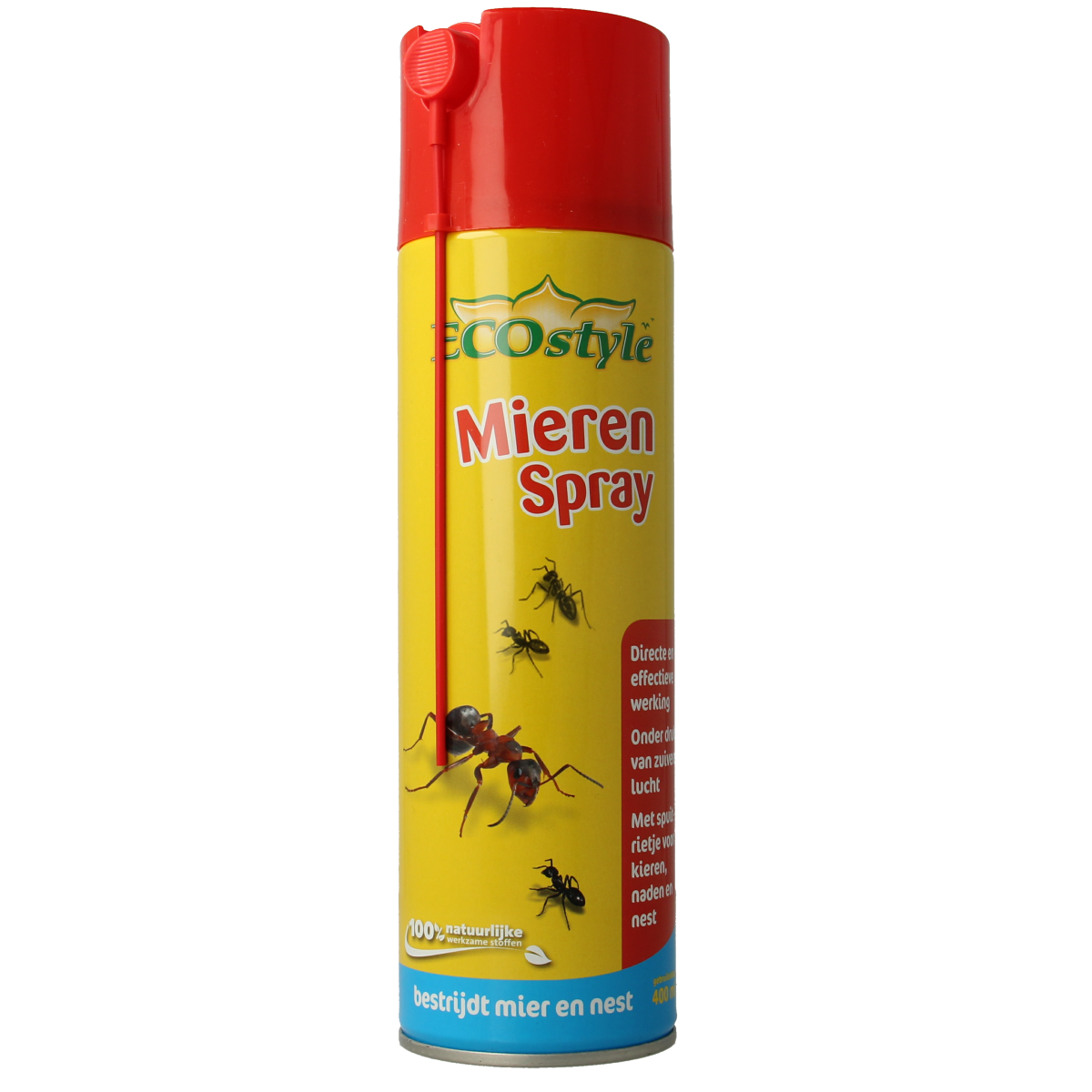 Ecostyle Mierenspray 400ml pesticide bottle with spray nozzle for pest control in gardens and outdoor areas.