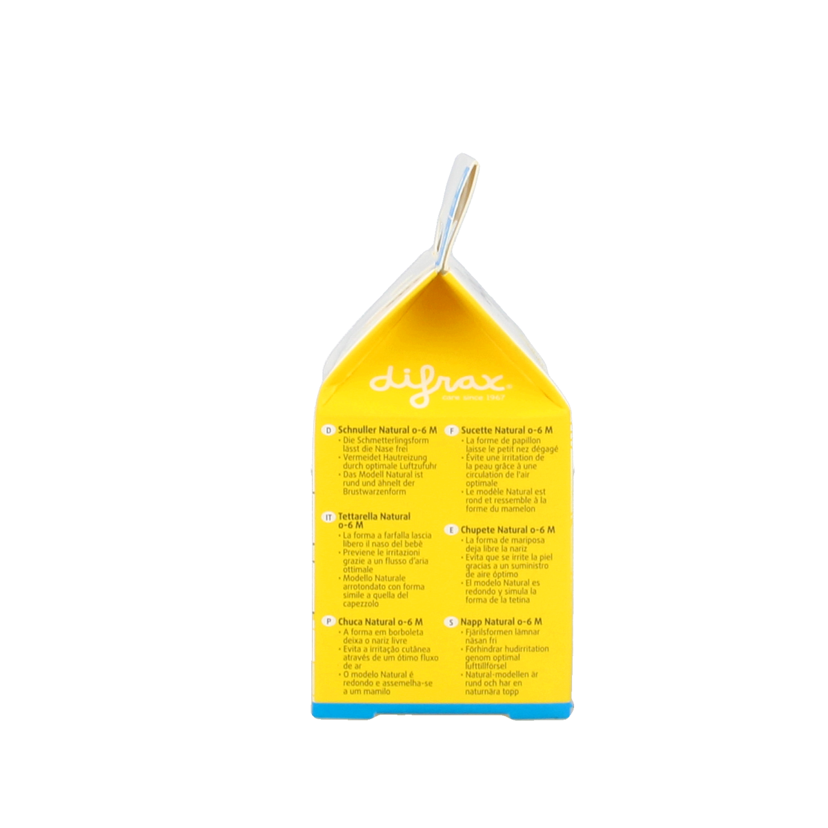 Difrax Fopspeen natural for babies 0-6 months, assorted, showing soft silicone nipple and ergonomic shape in the image.