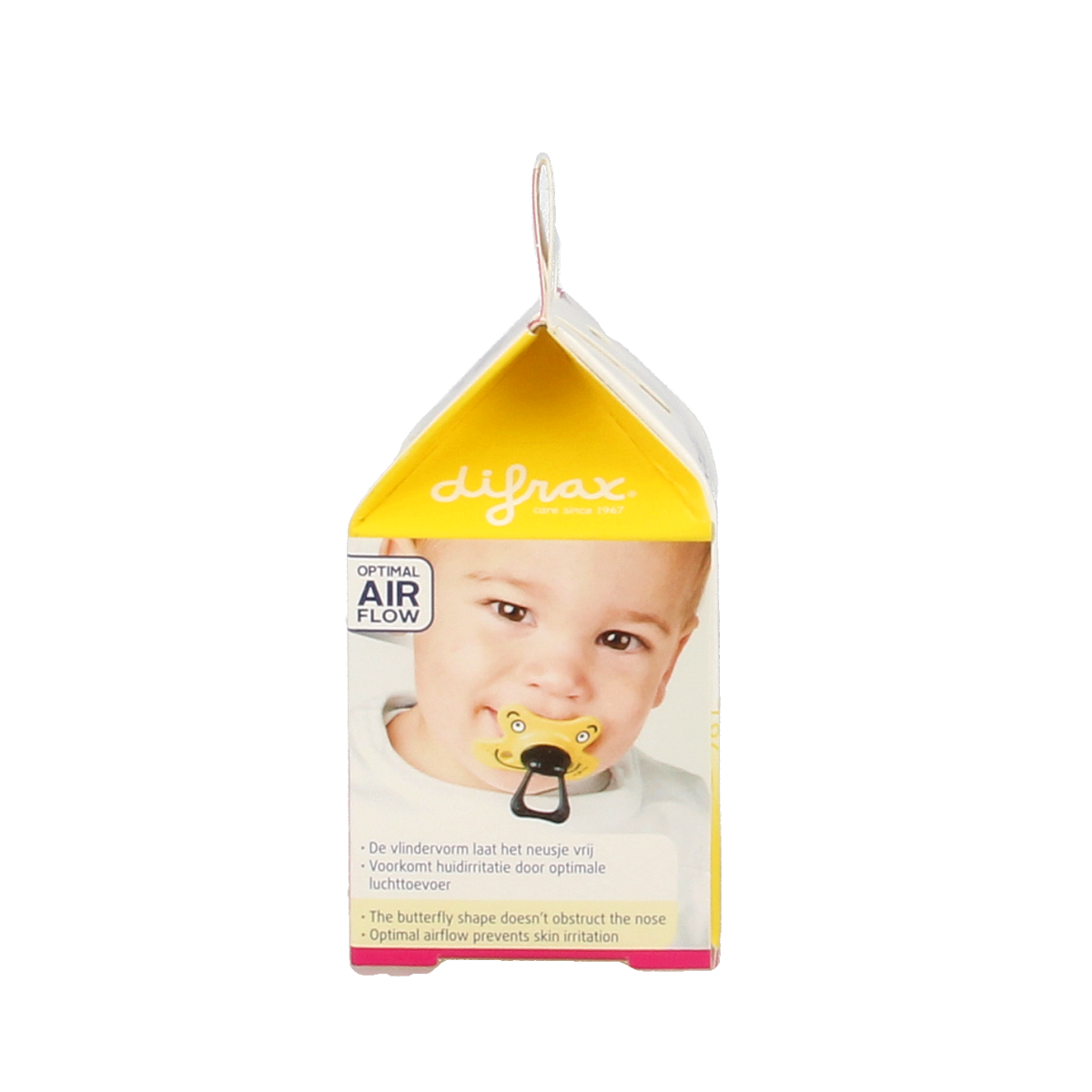 Difrax reinforced dental pacifier for ages 12+ months, assorted, 1 piece, suitable for baby comfort and teething.