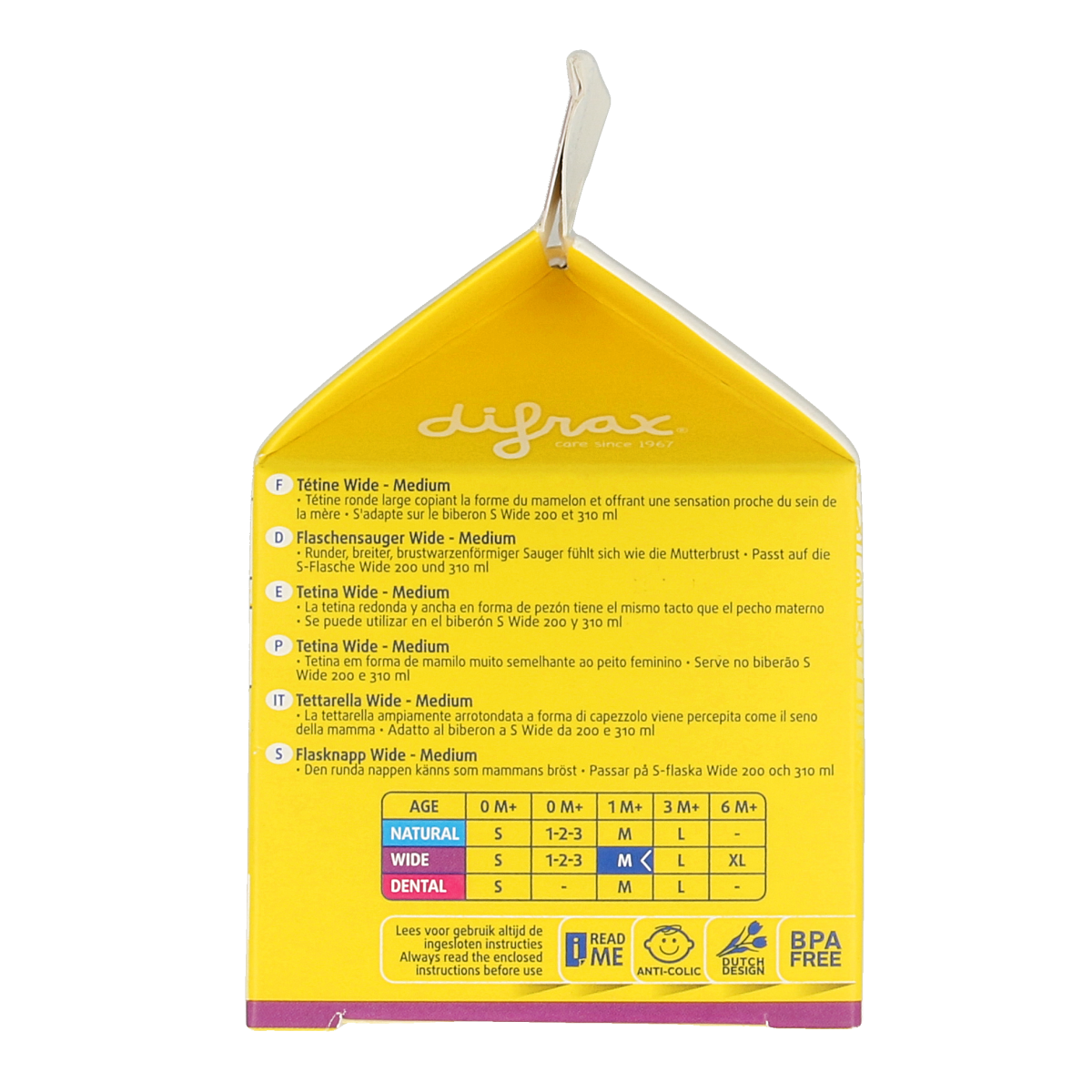 Difrax soft breed medium baby bottle nipples, set of 2, for use with Difrax bottle and feeding accessories.