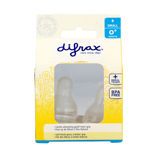 Difrax Flesspeen small 0+ natural 2.00 Stuks