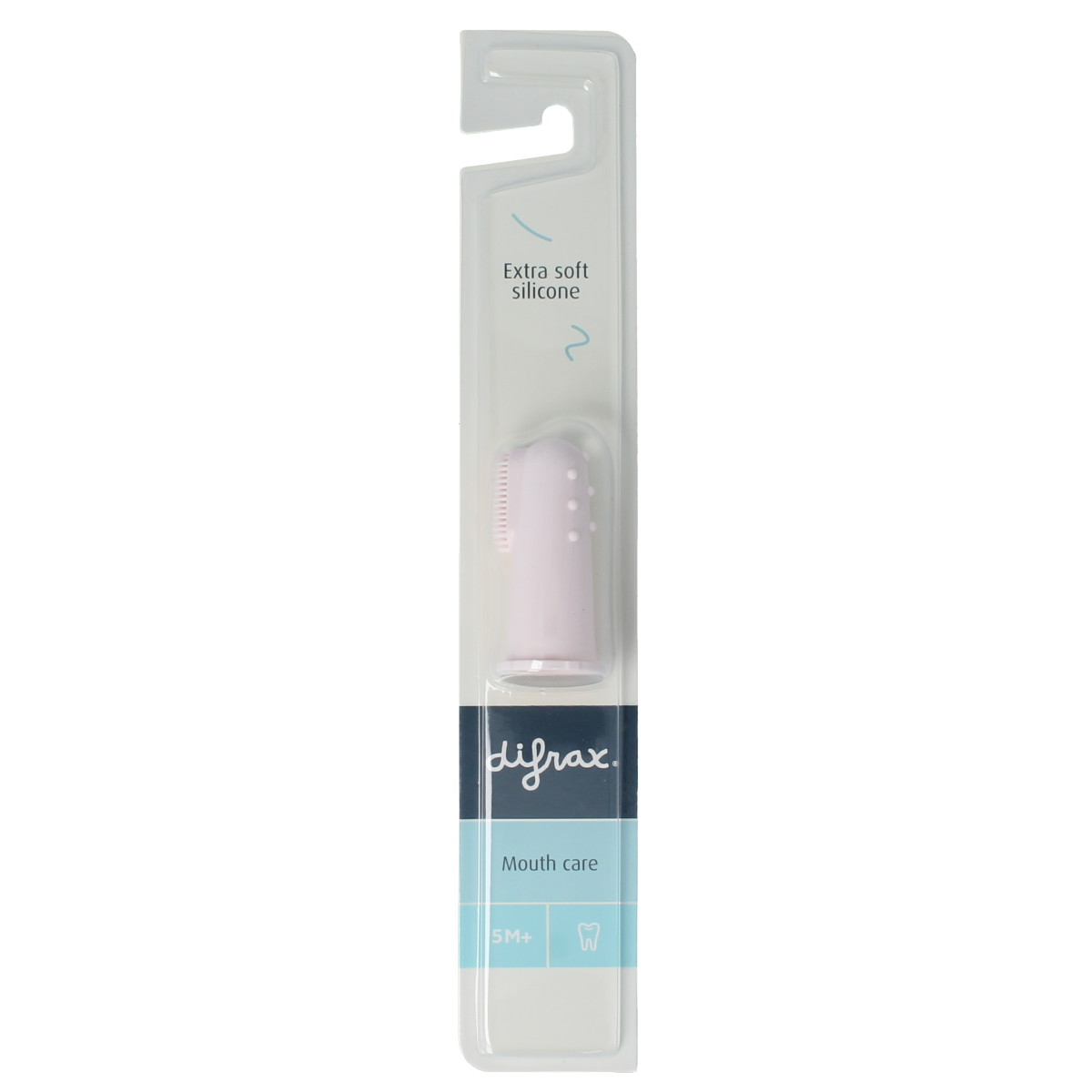 Difrax Vingertop tandenborstel for infants, soft bristles, designed for gentle cleaning of baby teeth and gums.