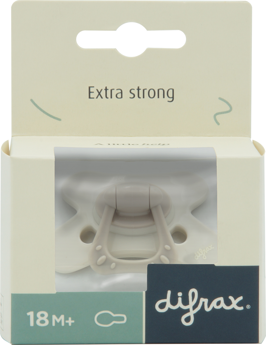 Difrax natural pacifier for 18-month-old children in animal assortment, soft silicone nipple, designed for comfort and safety.