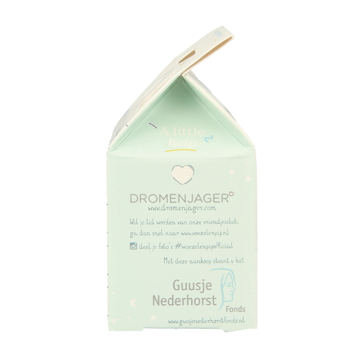 Difrax Woezel & Pip natural baby pacifier for children 20+ months, soft silicone nipple, in packaging.