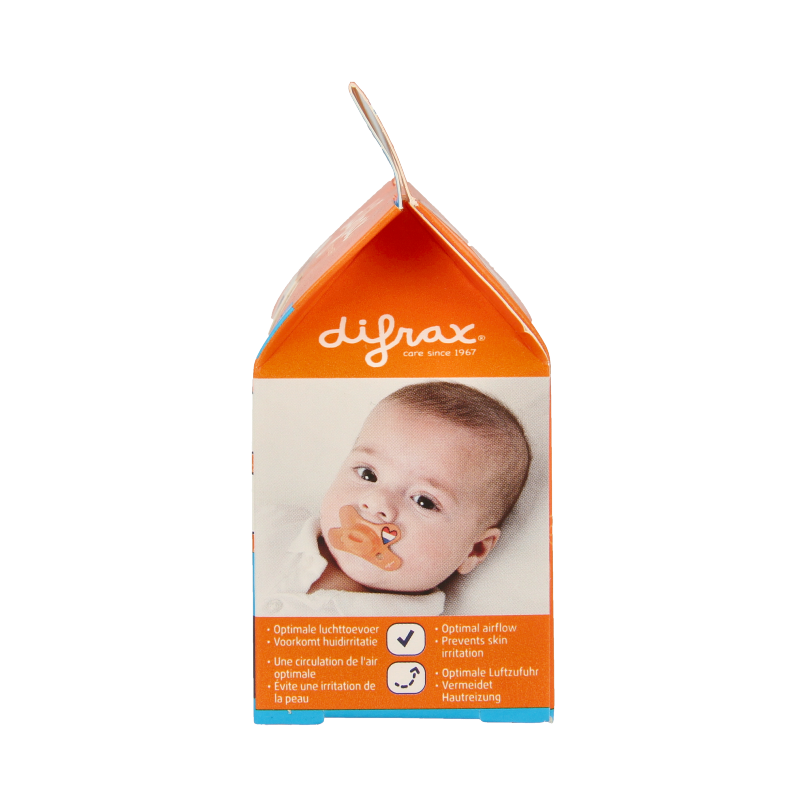 Difrax baby pacifier for 0-6 months, single soft silicone nipple, designed for comfort and soothing for infants.