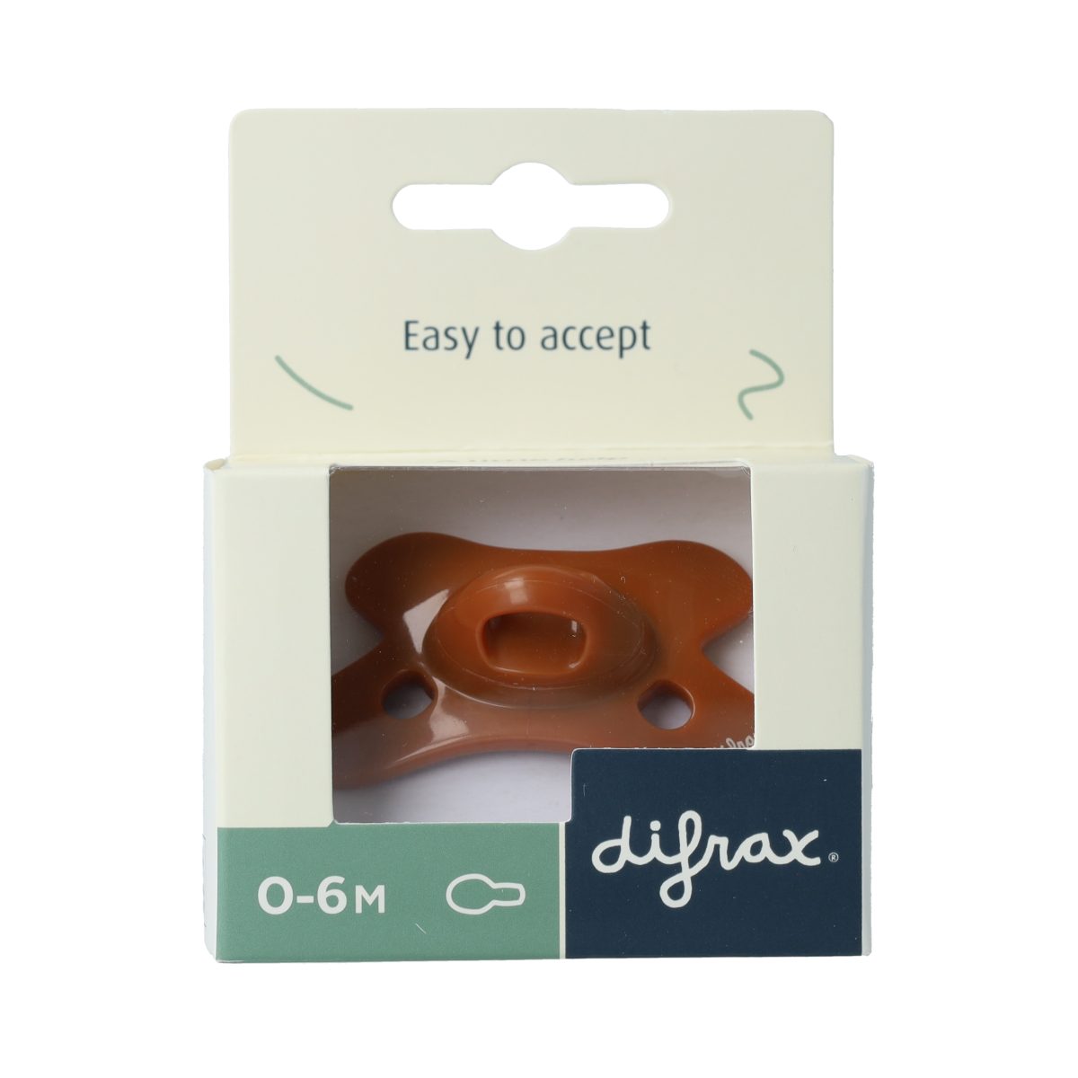 Difrax Fopspeen natural for 0-6 months, assorted baby pacifier in a single pack, designed for comfort and safety.