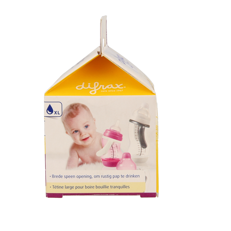 Difrax Papspeen XL baby bottle teats, set of 2, soft silicone nipples for easy feeding and comfortable latch.