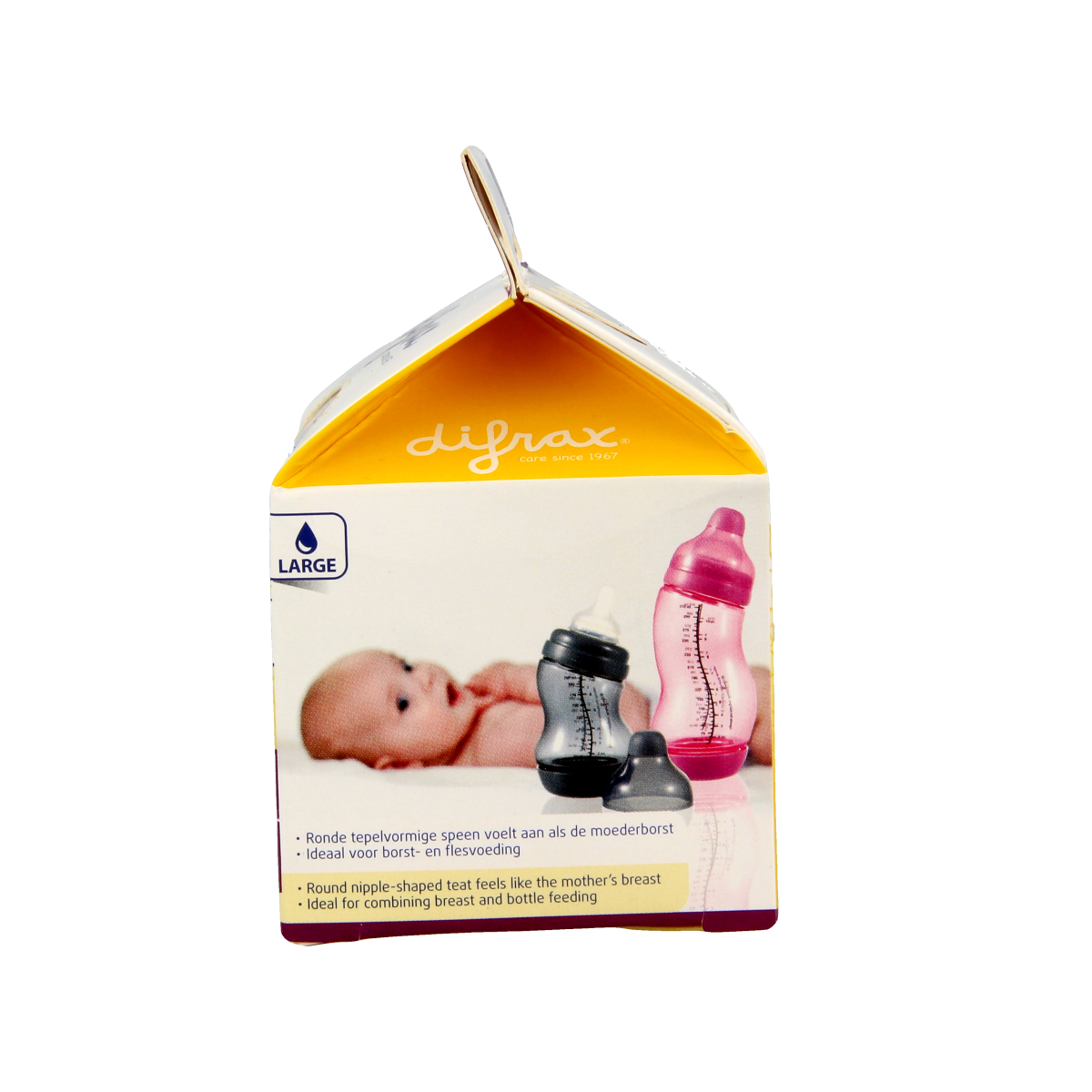 Difrax soft breed large baby bottle nipples, set of 2, for feeding bottles and spenen, designed for comfortable feeding.