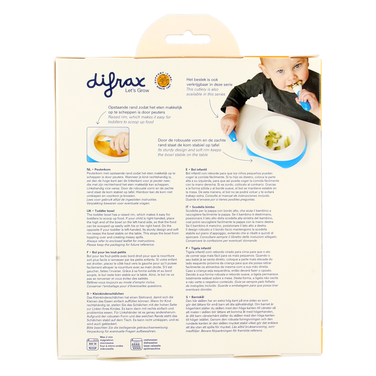 Difrax Peuterkom, a toddler bowl, made of durable material, designed for young children, with a colorful, child-friendly appearance.