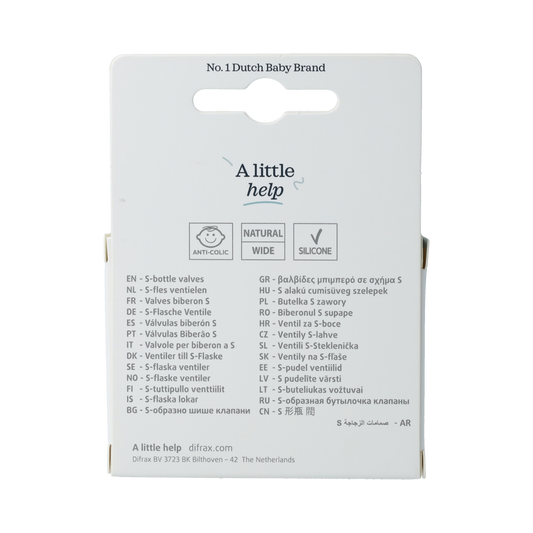 Difrax S-fles ventiel, 2 pack, designed for baby bottles and nipples, made by Difrax for secure feeding.