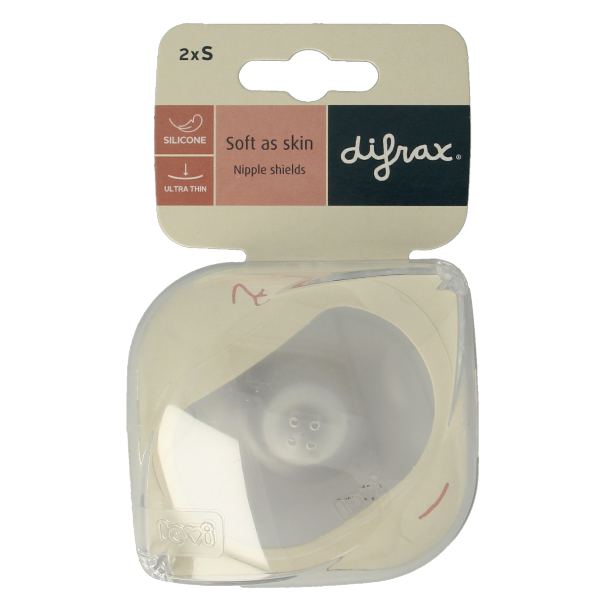 Difrax baby tepelhoedjes S, set of 2, soft silicone nipple shields for infants and toddlers, in natural color.