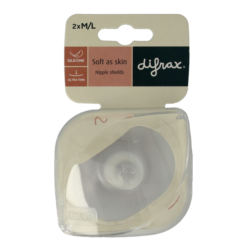 Difrax baby and toddler teething tepelhoedjes M/L, set of 2, soft silicone teething aids for infants and toddlers.