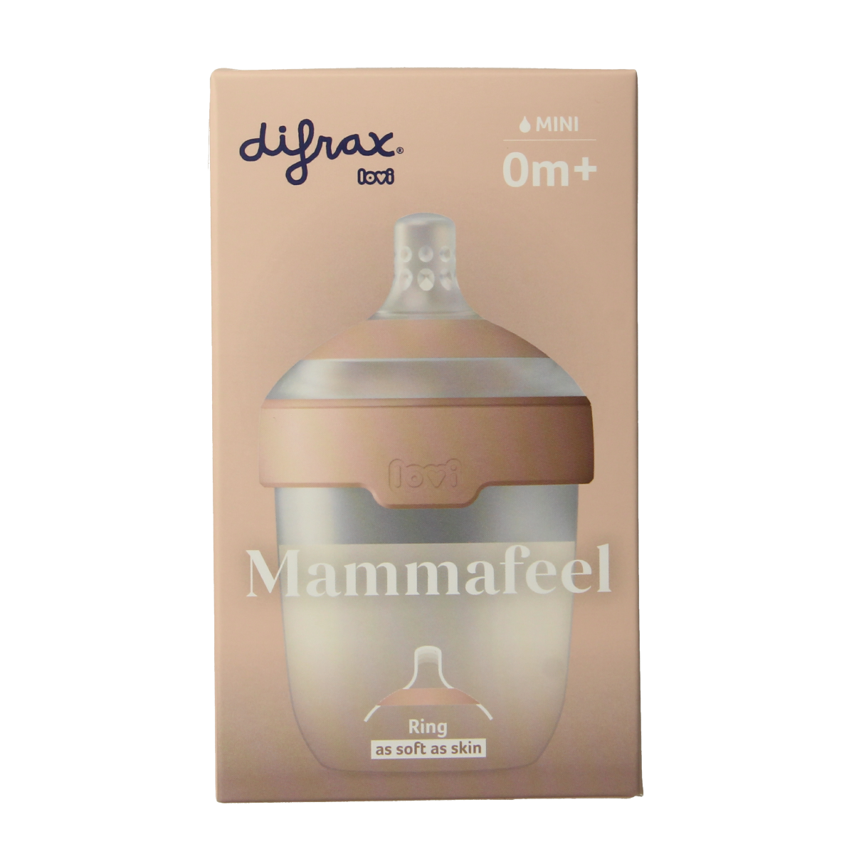 Difrax Lovi Mamma fles 150ml baby bottle with soft spout, designed for easy feeding and comfort.