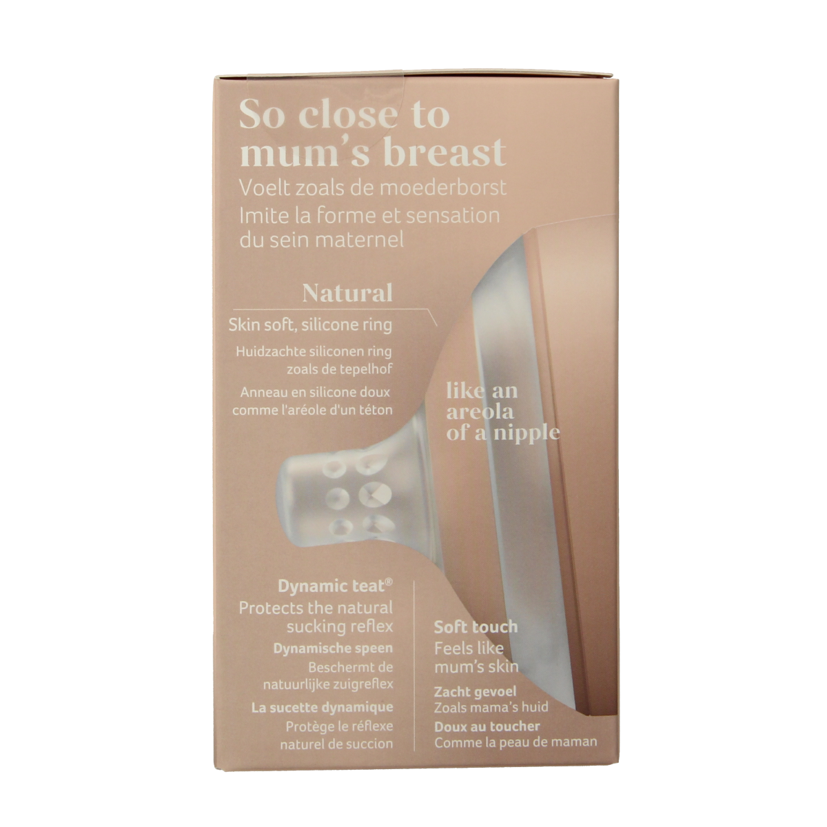 Difrax Lovi Mamma baby bottle with 150ml capacity, soft nipple, and clear design for feeding infants.