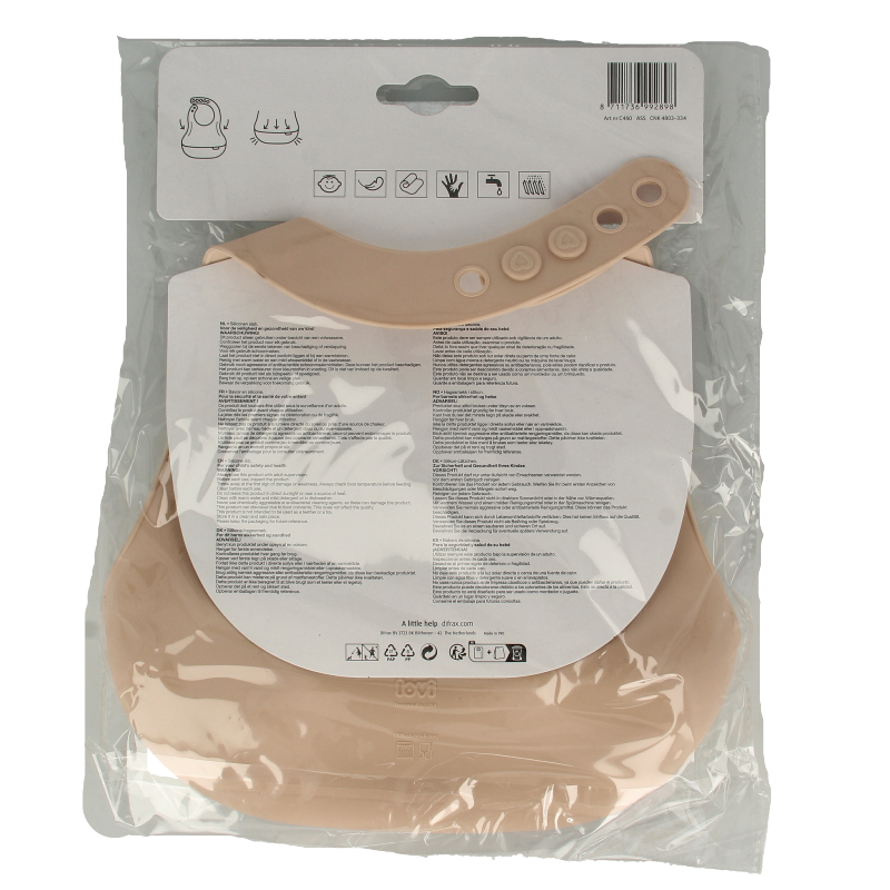 Difrax Lovi slab assorti for baby and toddler care, displayed in natural colors with soft fabric edges and adjustable straps.