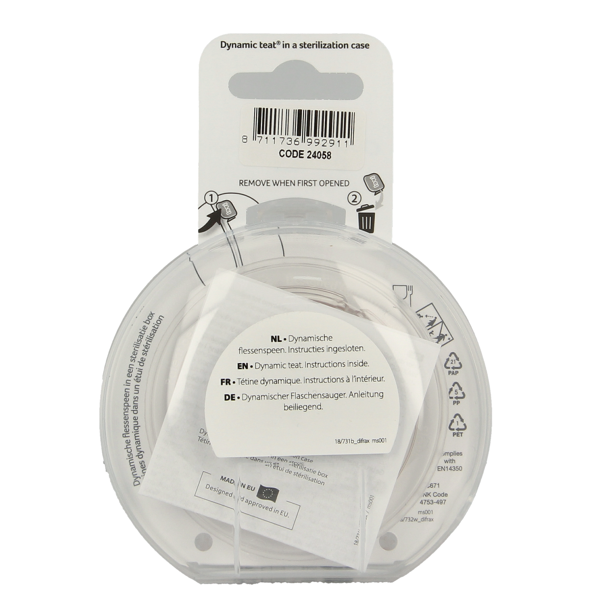 Difrax Lovi Mamma Speen Slow 3+ maanden, baby bottle nipple for slow flow, designed for infants over 3 months.