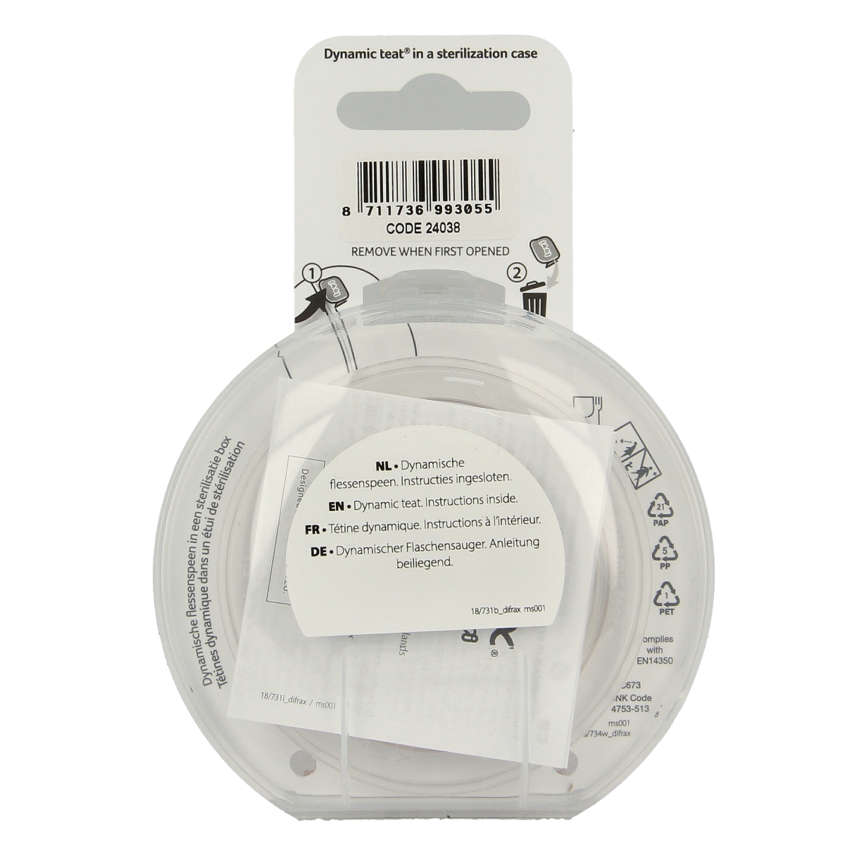 Difrax Lovi mamma speen for babies 9+ months, 1-piece, soft nipple for bottles and feeding.