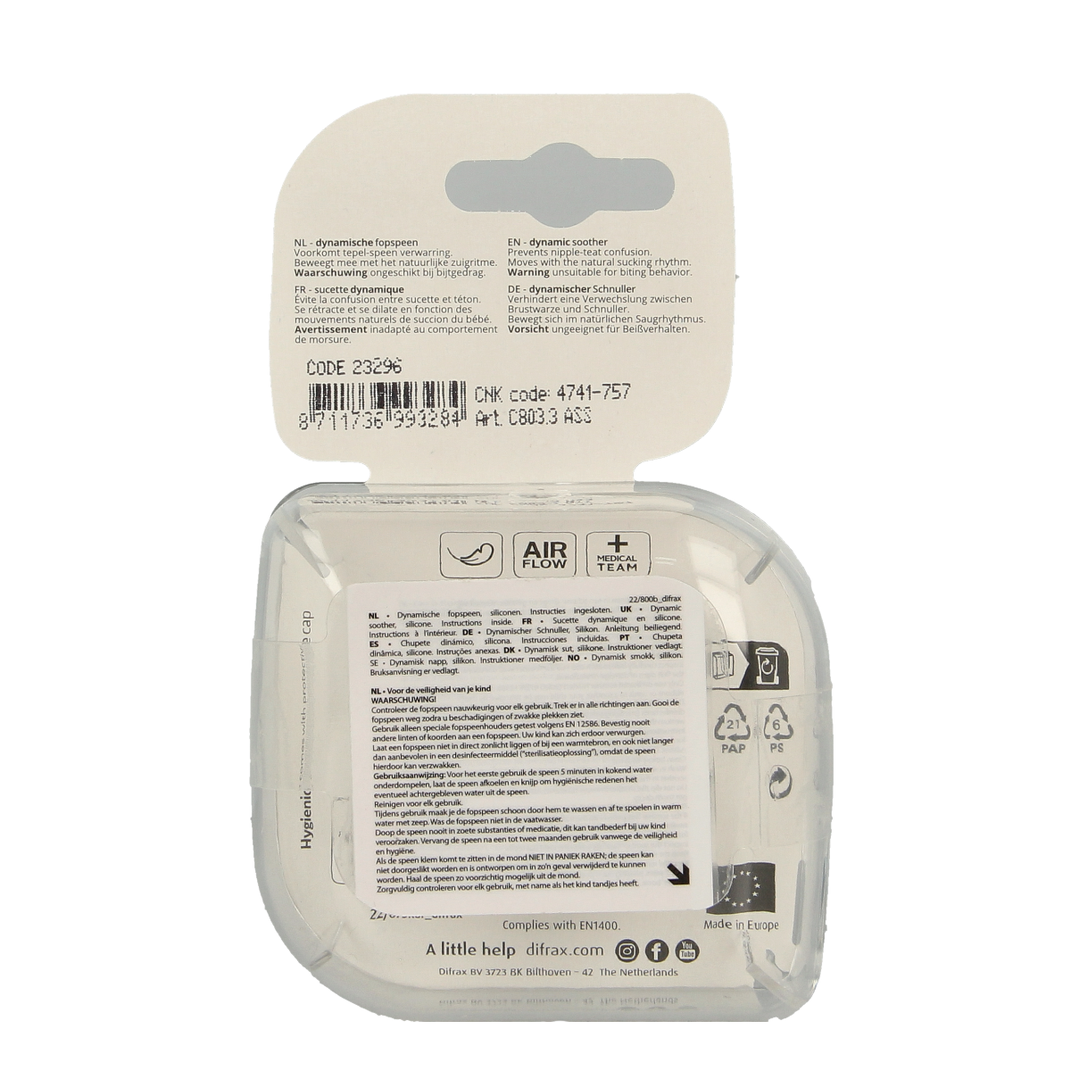 Difrax Lovi fopspeen botanic for children 20+ months, set of 2, with natural design for comfortable use.