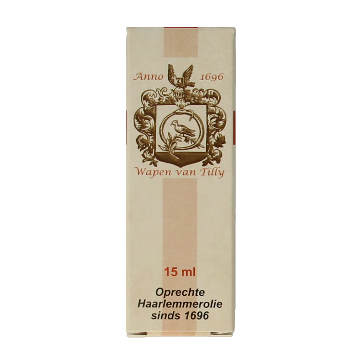 De Koning Tilly Haarlemmerolie magnum 15ml, a bottle of vetzuren supplement with a clear label and blue cap.