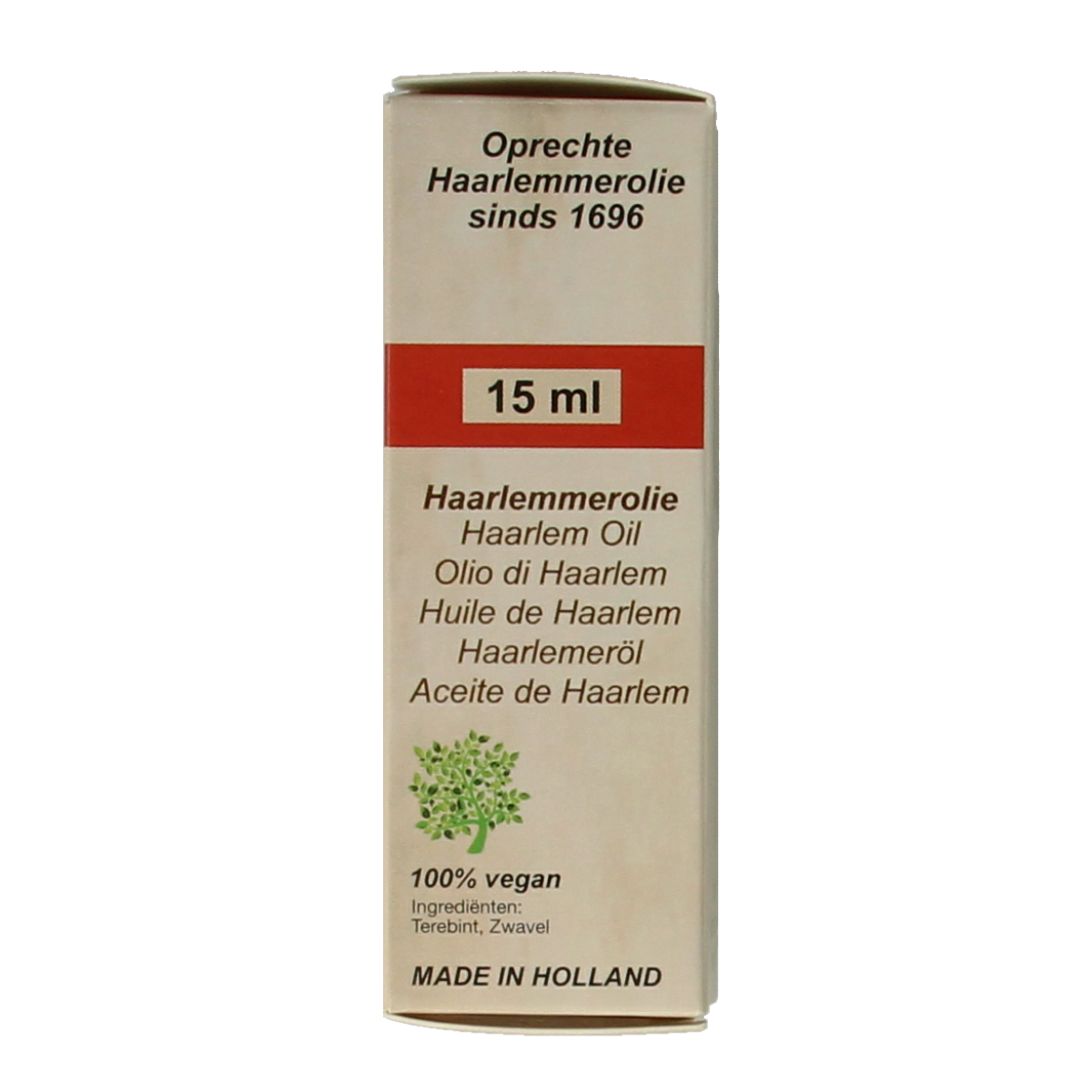 De Koning Tilly Haarlemmerolie magnum 15ml bottle of vetzuren, natural oil for hair care and nourishment.