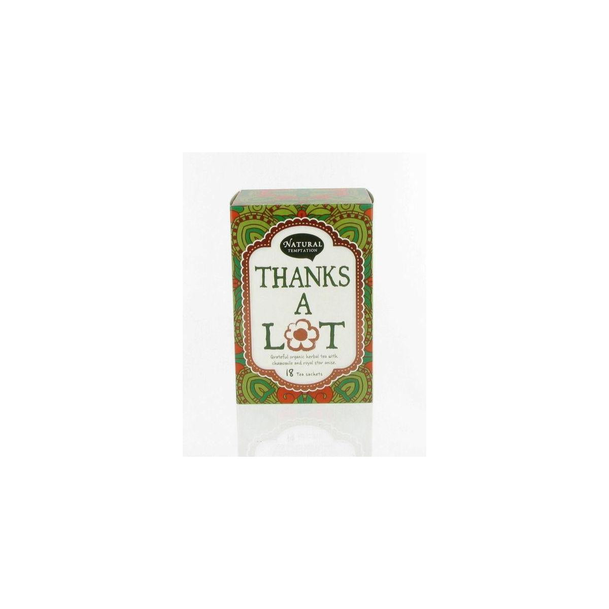 Natural Temptation Thanks a Lot bio coffee and tea bags, eco-friendly packaging, with 18.00 organic coffee and tea sachets.