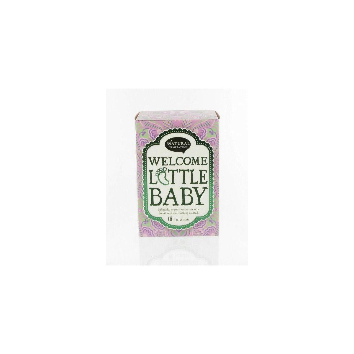 Natural Temptation bio coffee and tea package, welcome little baby flavor, 18 bags, eco-friendly product with natural ingredients.