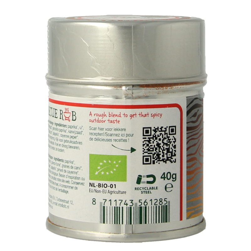 Natural Temptation barbecue rub tin with 40g of organic seasoning blend for grilling and flavorful meals.