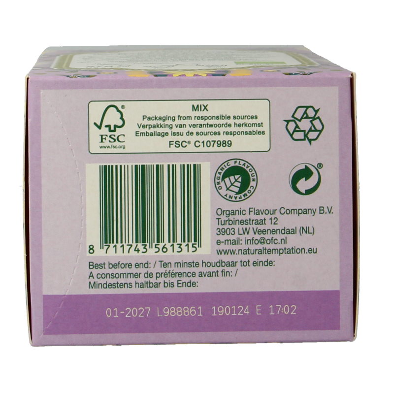 Natural Temptation Happy Easter organic coffee and tea gift set with 18 sachets, featuring festive packaging and natural ingredients.