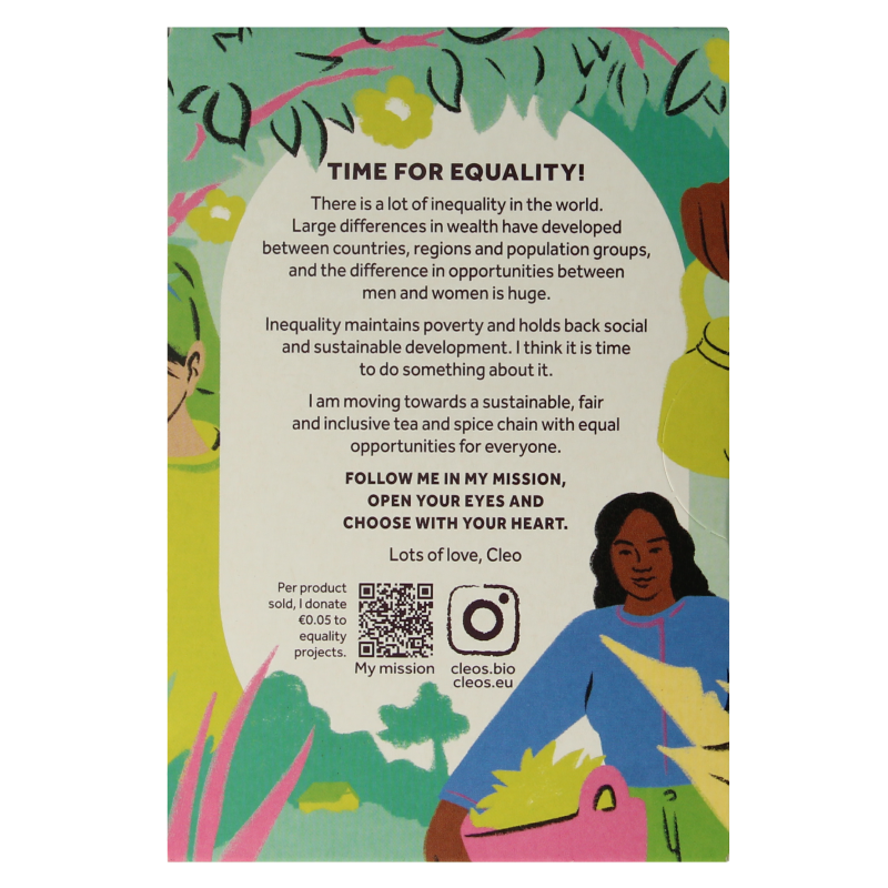Cleo's Fresh Energy Bio 18 tea and coffee sachets, organic blend with fresh ingredients, in colorful packaging.