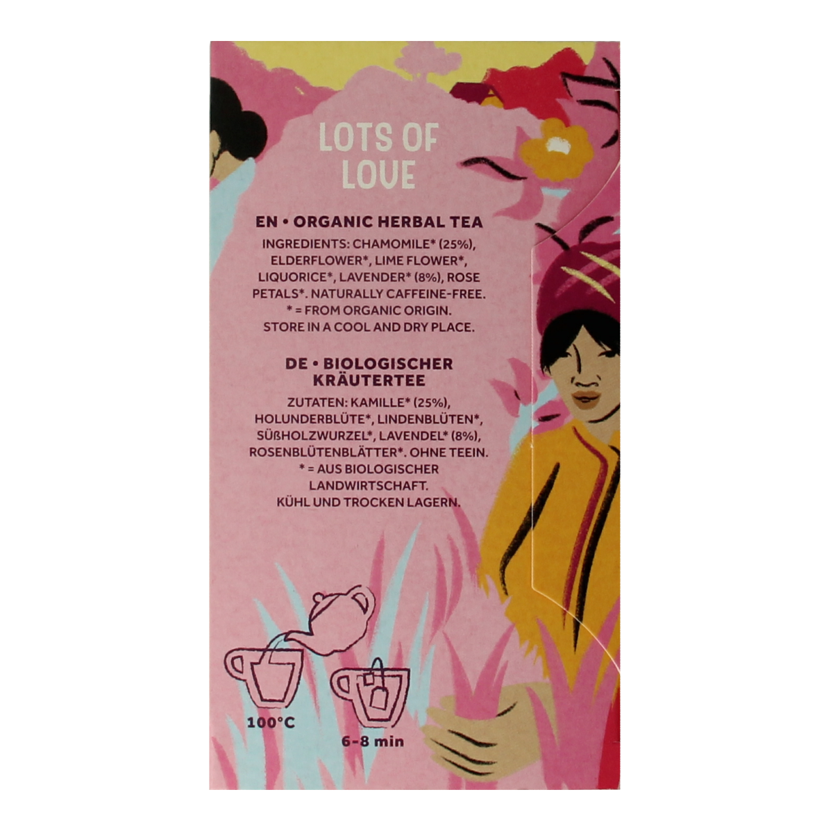 Cleo's Lots of Love Bio coffee and tea mix in 18-gram sachets, with colorful packaging and natural ingredients.