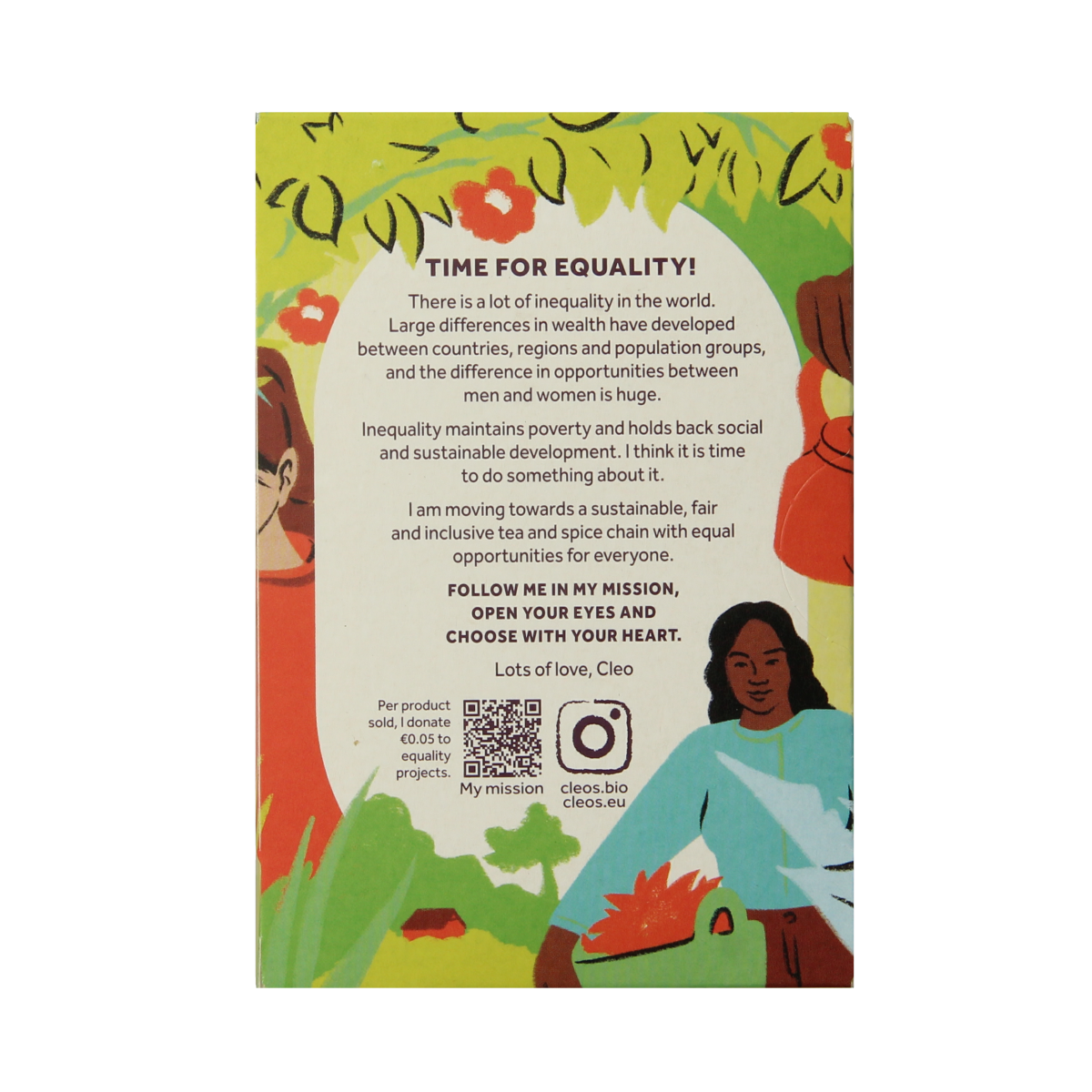 Cleo's Perfect Balance Bio coffee and tea sachets, eco-friendly packaging, featuring a box of 18 biodegradable sachets.
