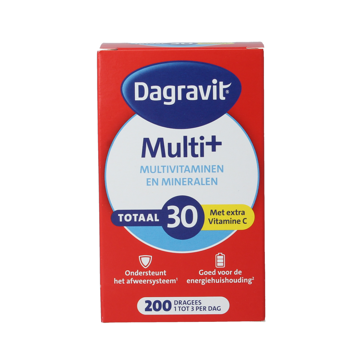 Dagravit Totaal 30 multivitamin dragees in a blister pack, dietary supplement with various vitamins and minerals.