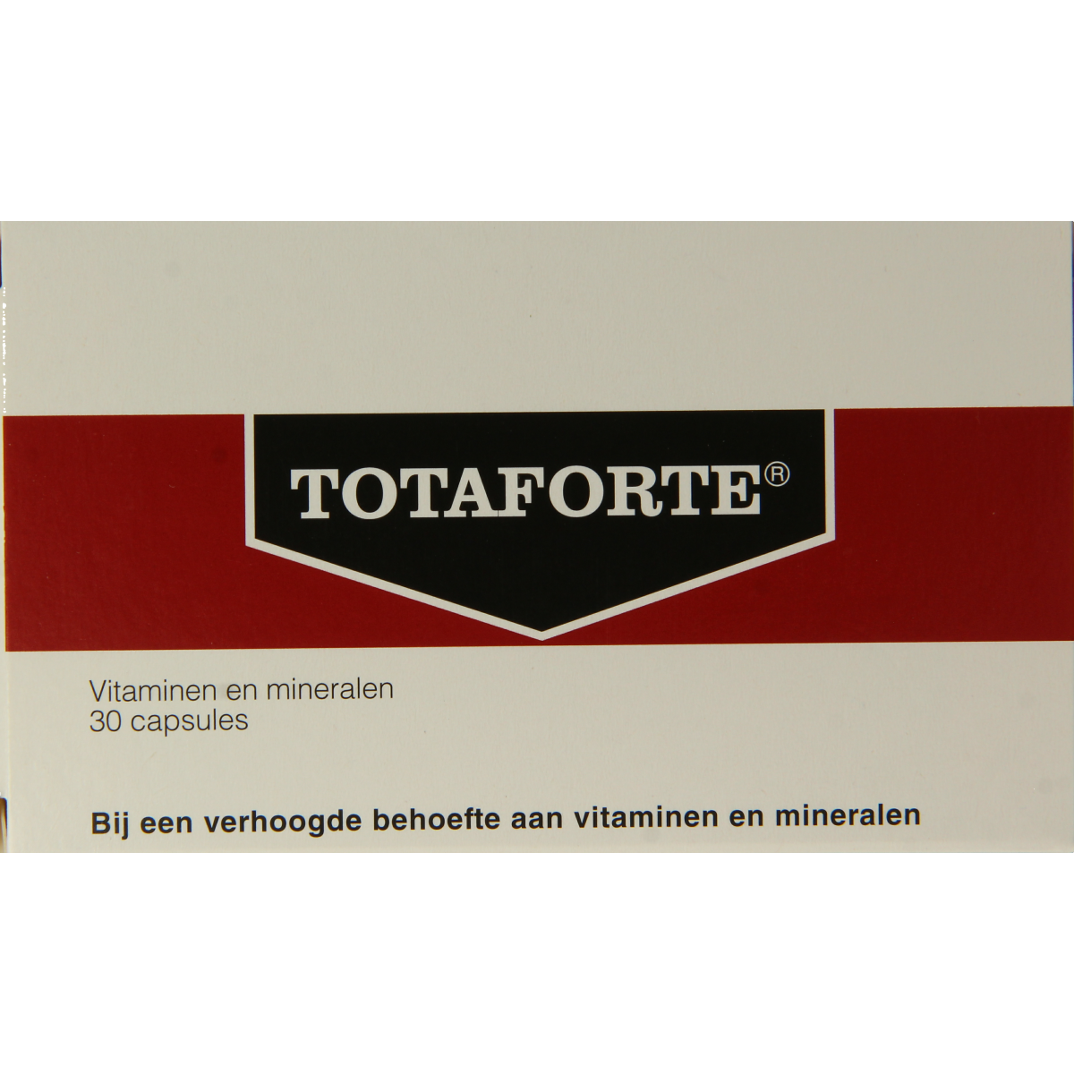 Bottle of Totaforte Multi Vitamine capsules, 30-count, with colorful label showing multi vitamin supplement for daily health.