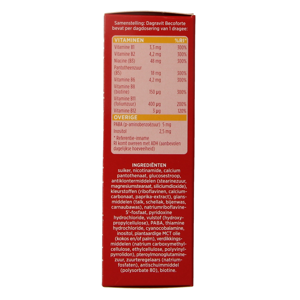 Dagravit Becoforte multivitamin dragees in a container, showing the colorful, round vitamin tablets for daily nutritional support.