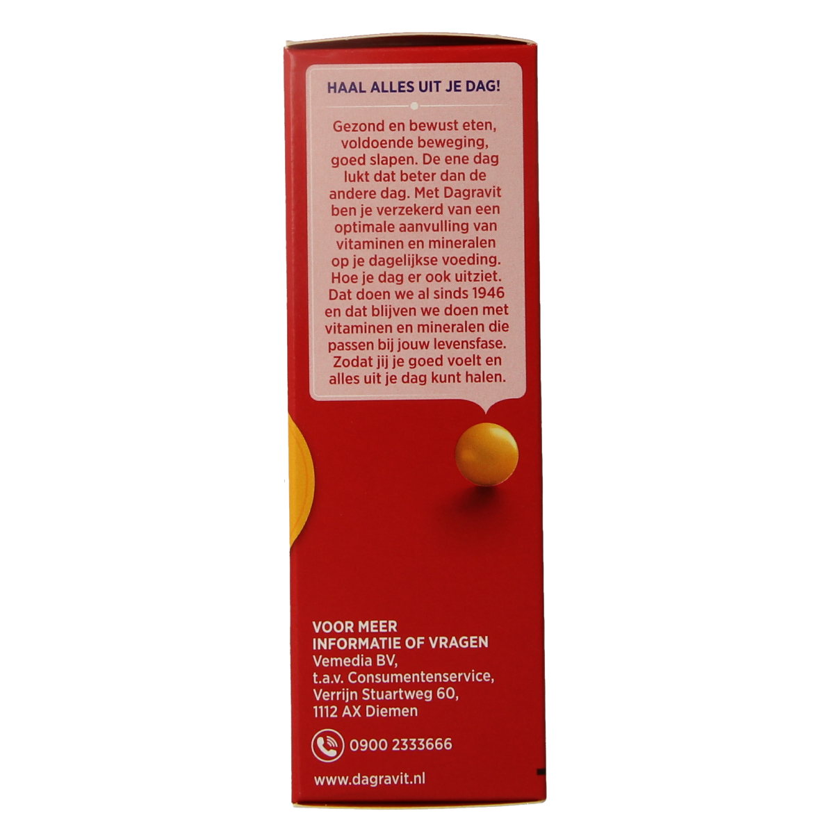 Dagravit Becoforte multivitamin dragees in a white container, showing the colorful, coated tablets for daily health support.