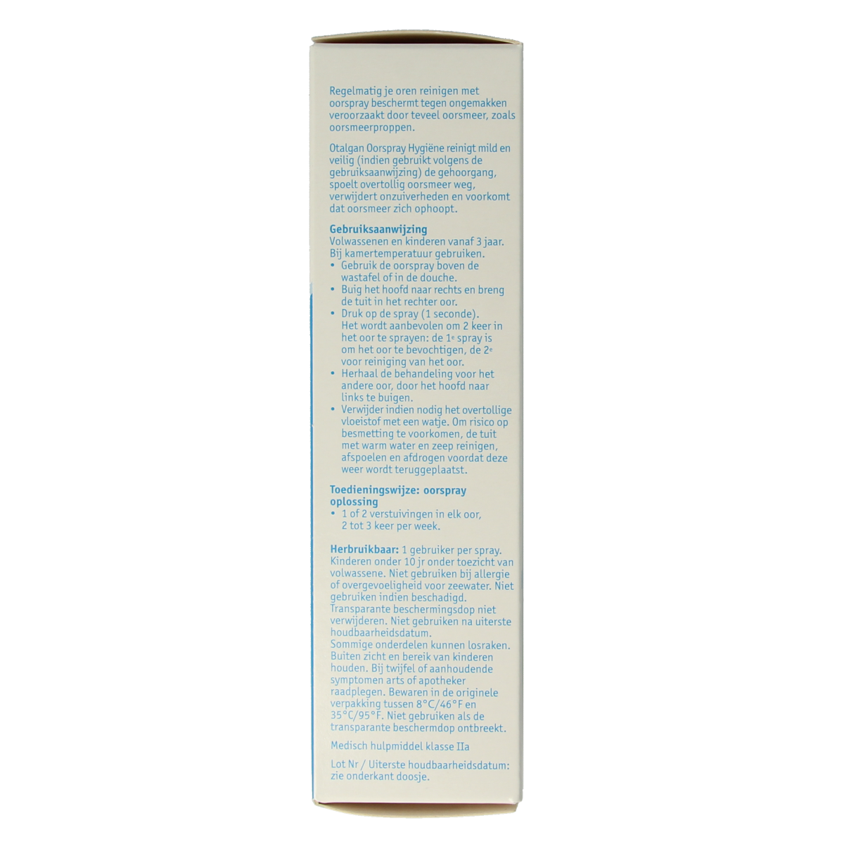 Otalgan Oorspray 50ml ear care spray bottle with nozzle, designed for gentle ear hygiene and soothing ear discomfort.