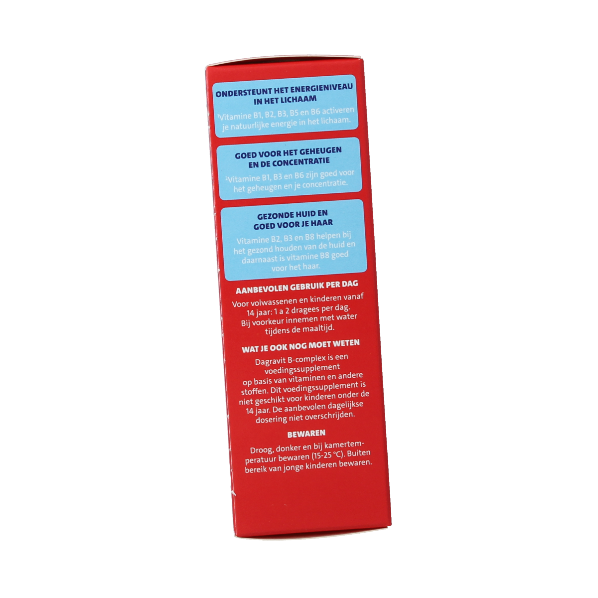 Dagravit B complex 100 mg multivitamin dragees showing a close-up of the colorful coated tablets in a blister pack.