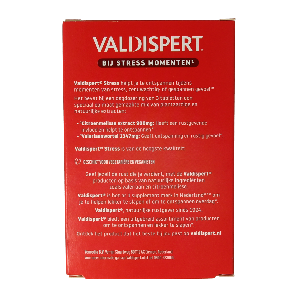 Valdispert Stress herbal tablets in a blister pack, natural herbal supplement for stress relief, by Valdispert.