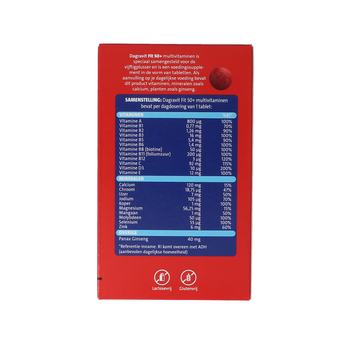 Blister pack of Dagravit Vitaal 50+ multivitamin tablets containing 60 tablets for daily nutritional support.