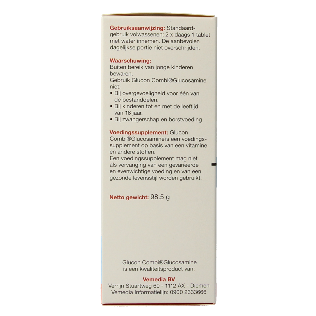 Glucon Combi Glucosamine and Chondroitin mineral supplement, 60 tablets, with vitamin C for joint support and overall health.