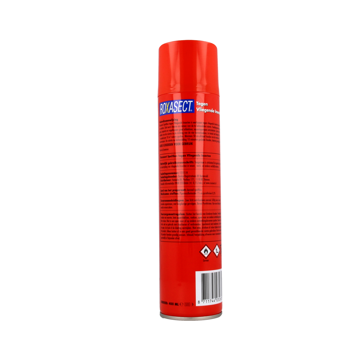 Roxasect Spuitbus flying insect pesticide spray can, 400ml, with aerosol nozzle for controlling flying insects.