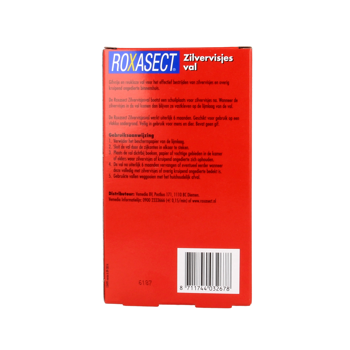 Roxasect Zilvervisjesval for home and comfort, showing two silver insect traps with Roxasect branding and product packaging.