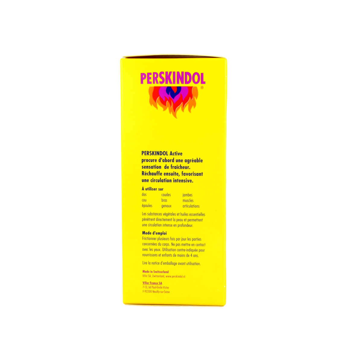 Perskindol Active fluid 250ml for muscle and joint care, featuring a clear bottle with the label visible.