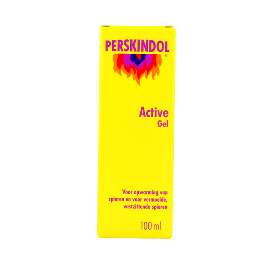Perskindol Active gel 100ml for muscle and joint care, showing the gel in a tube with the Perskindol branding.