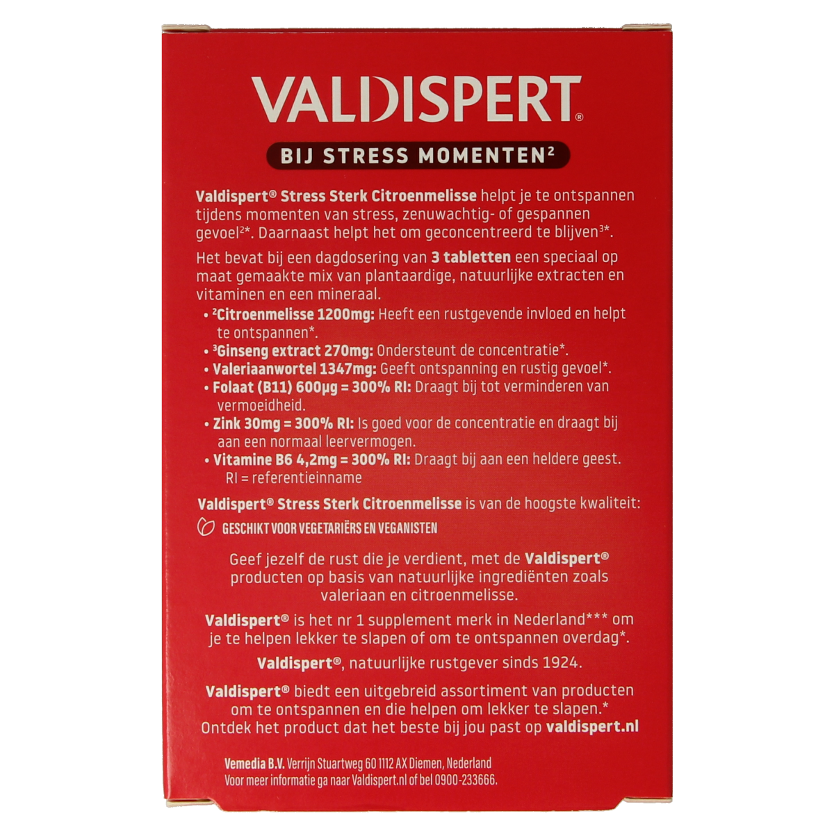 Valdispert Stress Moments Sterk herbal tablets in a blister pack, natural remedy for stress relief, 20 tablets.