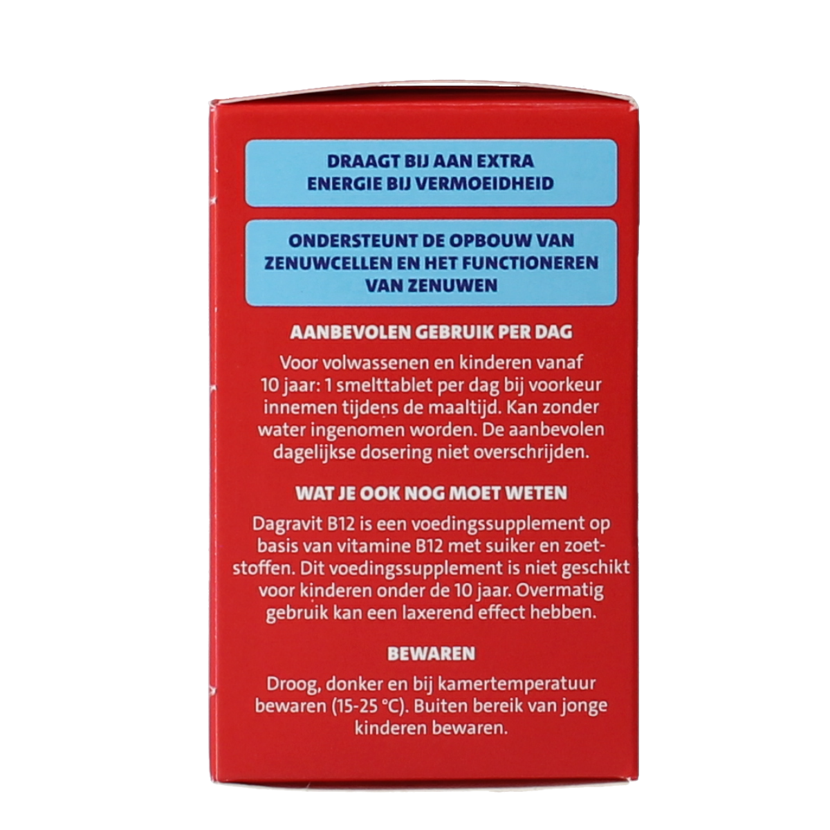 Dagravit Vitamin B12 1000mcg tablets, natural light-colored supplement in a container showing 100 tablets.