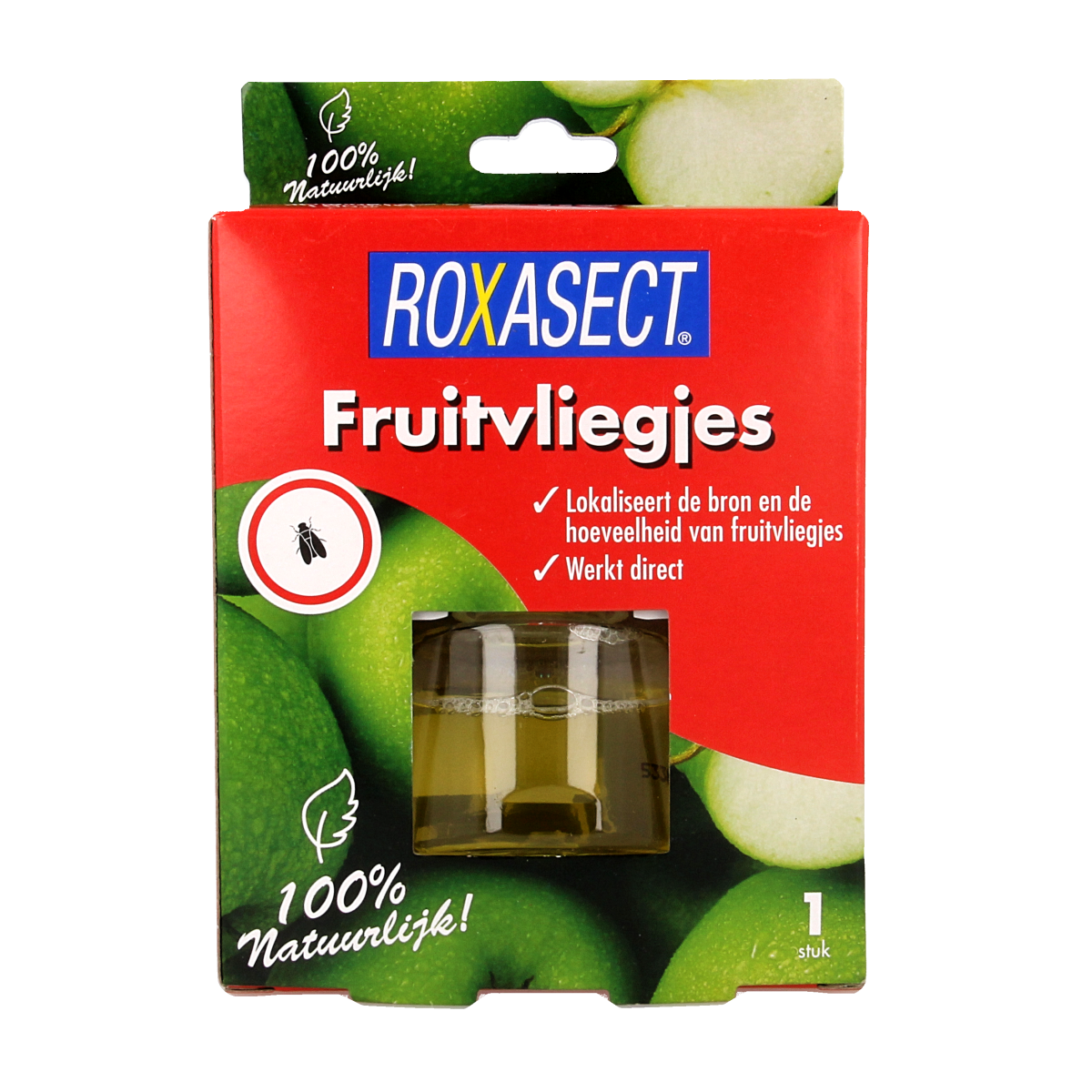 Roxasect Fruitvliegjes insecticide for bites and stings, packaging with product branding and label details.